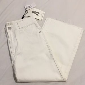 White Mid Rose Wide Crop Jeans